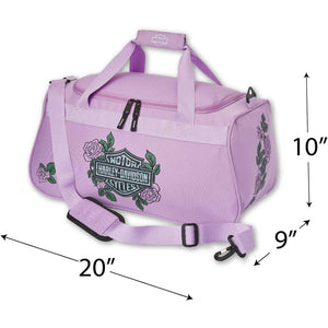 Harley-Davidson Bar & Shield Logo Roses Graphic Durable Duffel Bag, Pink 90410-PNK