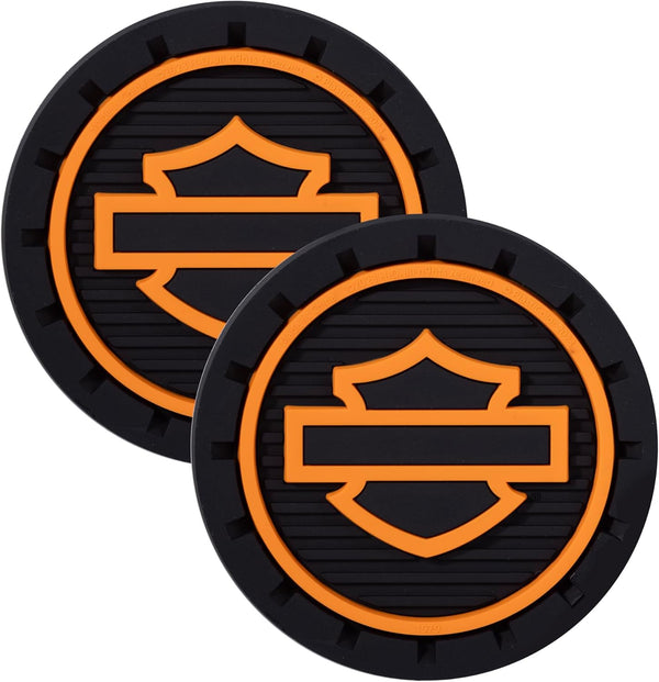 Harley-Davidson Silhouette Bar & Shield Auto Car Coasters Orange/Black PL1979