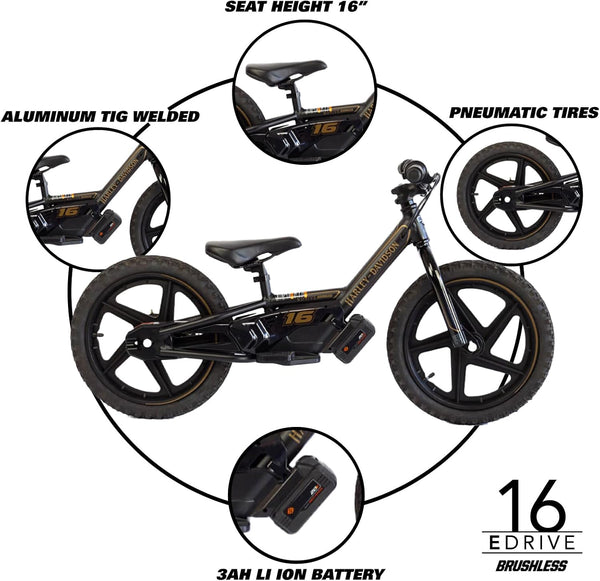 Harley-Davidson STACYC Brushless 16eDrive Electric Balance Bike For Kids' 5-7 Years Old  6100004