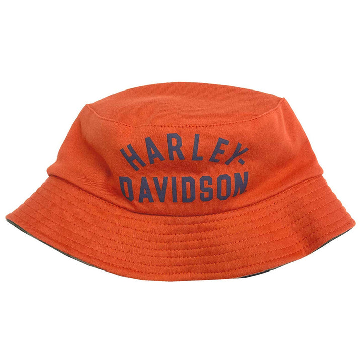 Harley-Davidson Little Boys' H-D Logo Reversible Bucket Hat, Orange/Camo 7282308