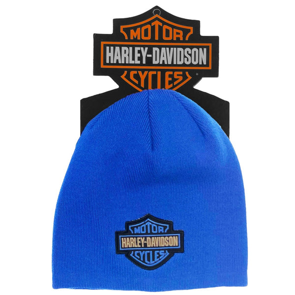 Harley-Davidson Little Kids' Fine Gauge Knitted Toddler Beanie Cap, Blue 7283314