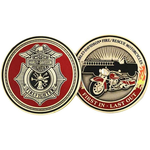 Harley-Davidson Firefighter First In Last Out Challenge Coin 1.75'' 8002923