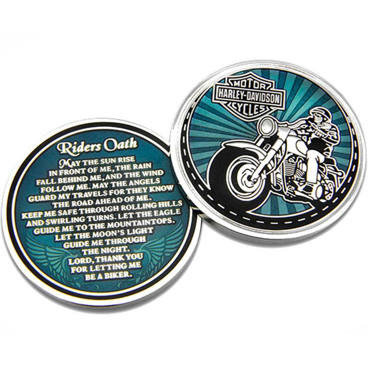 Harley-Davidson Rider's Oath Challenge Coin, 1.75 in Coin, Blue/Silver 8008581