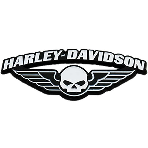 Harley-Davidson 1.75 in. Winged Skull Metal Pin, Black & White Finishes 8011284