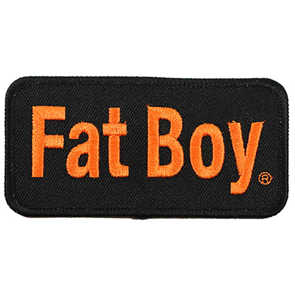 Harley-Davidson 4 in. Embroidered Fat Boy Emblem Sew-On Patch, Black & Orange 8014551