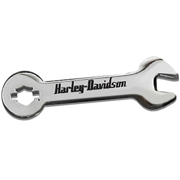 Harley-Davidson 1.5 inch. Bar & Shield Wrench Metal Pin, Gloss Silver Finish 8014667