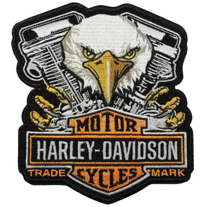 Harley-Davidson Embroidered Snatched Eagle Emblem 5" Sew-On Patch, Black 8015619