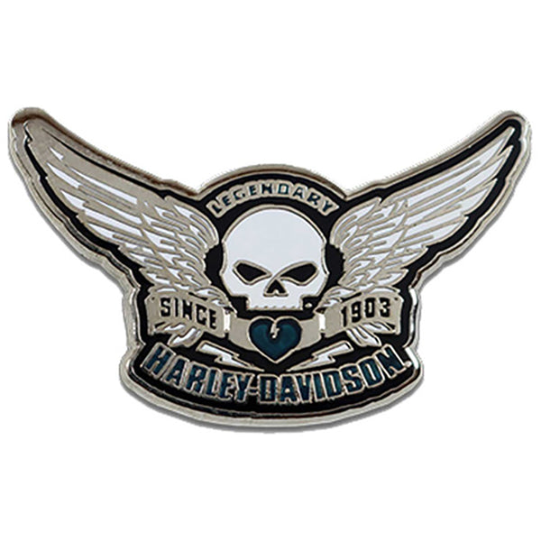 Harley-Davidson 1.5 inch. Guardian Winged Skull Metal Pin, Gloss Finish 8015794