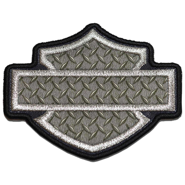Embroidered Gray Bar & Shield Logo Large Emblem Sew-On Patch