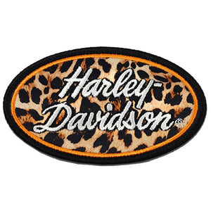 Harley-Davidson Embroidered Cheetah Gal Emblem 3.5 in. Sew-On Patch, Brown 8016029