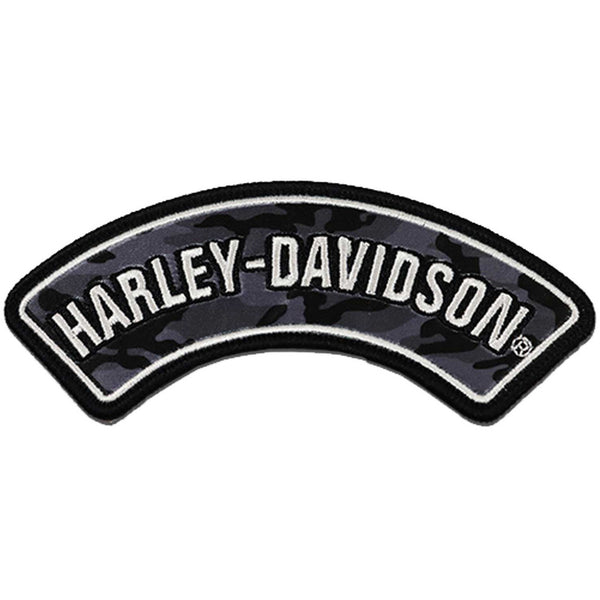 Harley-Davidson. Embroidered Camo Rocker Emblem 5 in Sew-On Patch, Black 8016050