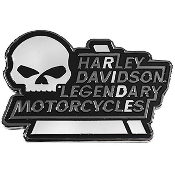 Harley-Davidson Ride Willie G Skull Metal 1.5" Pin, White & Black Finish, 8016166