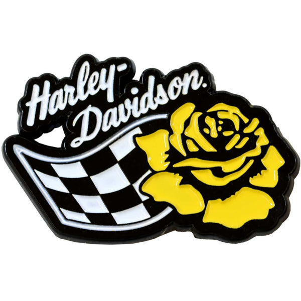 Harley-Davidson Bloom Races Metal 1.25 in. Pin, White & Black Finishes 8016661