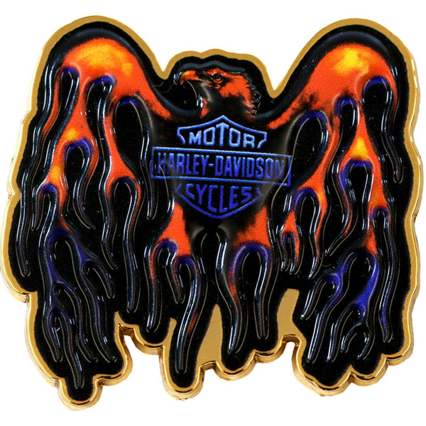 Harley-Davidson Eagle Rising B&S Flames Metal 1.75 in. Pin, Gold Finish 8016678