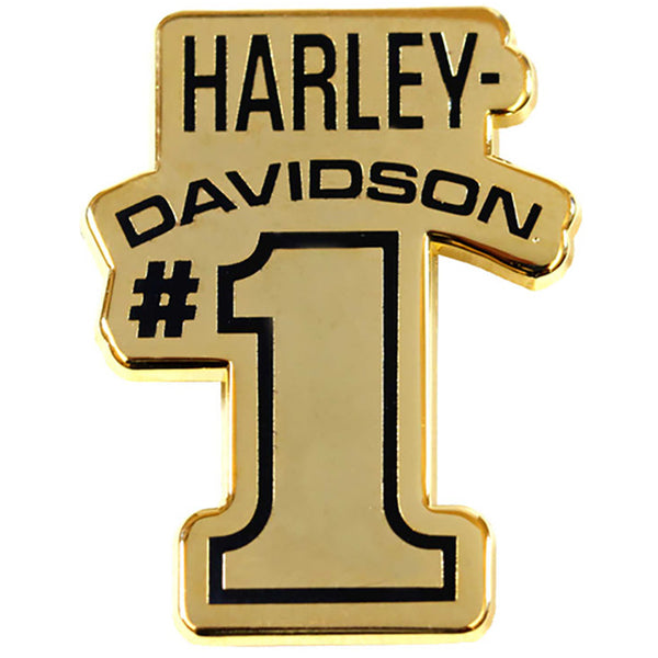 Harley-Davidson 1.25 inch. First Place #1 Racing Metal Pin, Gold Finish 8016685