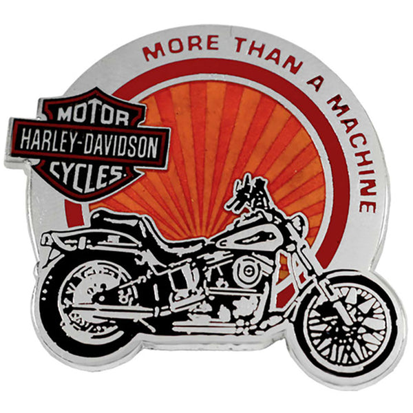 Harley-Davidson 1.5 inch. More than a Machine Metal Pin, Silver & Orange 8018221
