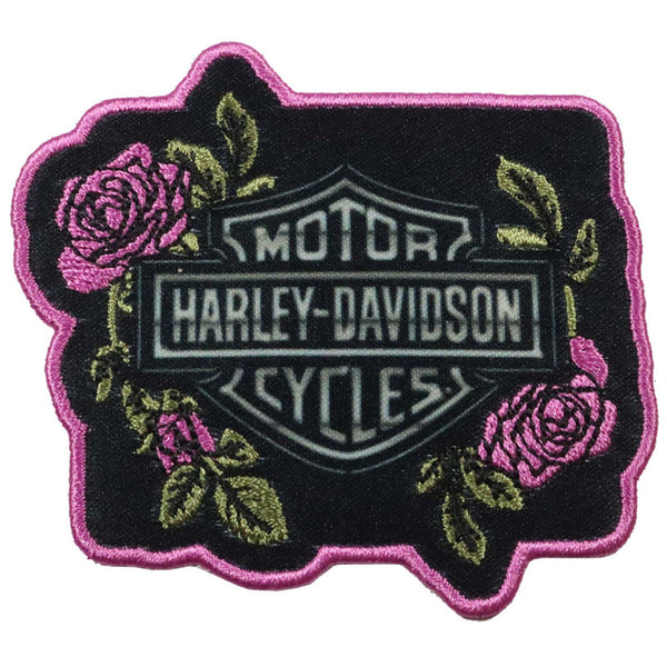 Harley-Davidson Embroidered Orchid Blossoms Emblem 3 in. Sew-On Patch, Black 8018467