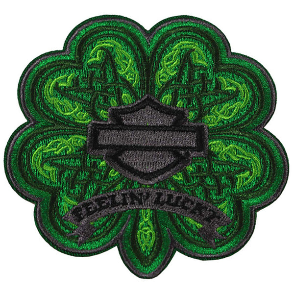 Harley-Davidson 3.5 in. Embroidered Feelin' Lucky B&S Sew-On Patch, Green 8018474