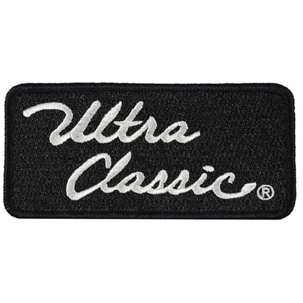 Harley-Davidson 4 in. Ultra Classic Embroidered Emblem Sew-On Patch, Black & White 8018610