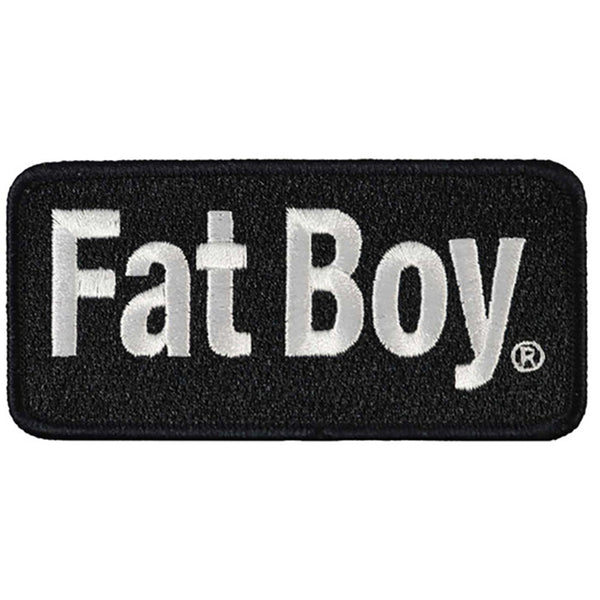 Harley-Davidson 4 in. Fat Boy Embroidered Emblem Sew-On Patch, Black & White 8018672