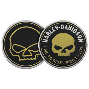 Harley-Davidson Classic Willie G. Skull Metal Challenge Coin, Black/Gold Finish 8019297