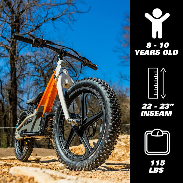 Harley-Davidson STACYC Brushless 18 EDrive Kids' Electric Balance Bike For Kids' 8-10 Years Old 100035ORGWHT
