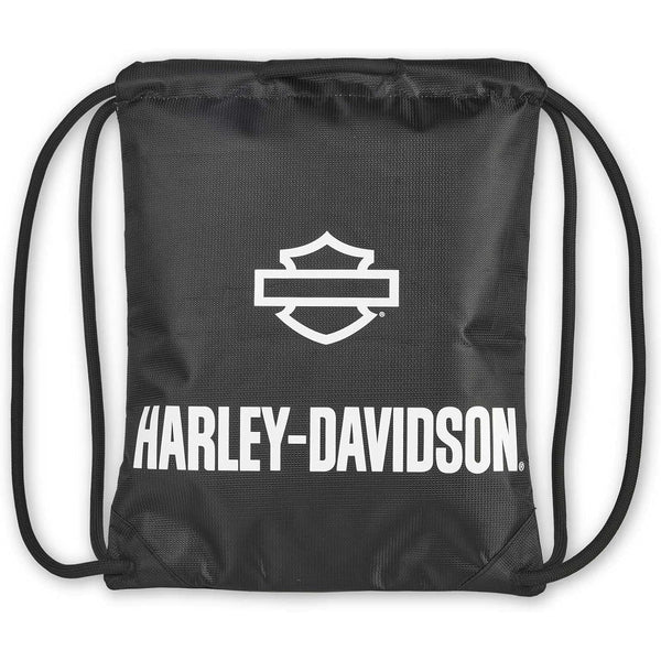 Harley-Davidson Scripted Rugged High-Density Polyester Quick-Draw Backpack, Black/White 98667-WHT