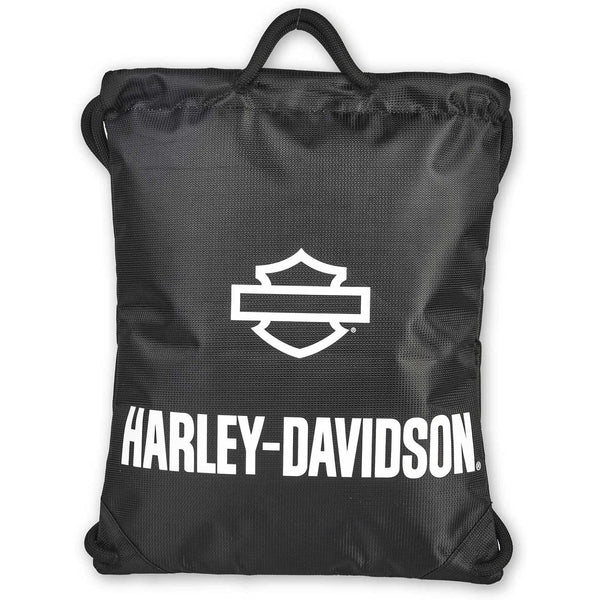 Harley-Davidson Scripted Rugged High-Density Polyester Quick-Draw Backpack, Black/White 98667-WHT