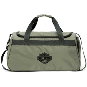 Harley-Davidson Crinkle Bar & Shield Logo Nylon Duffel Bag w/Side Shoe Pocket, Green 90331