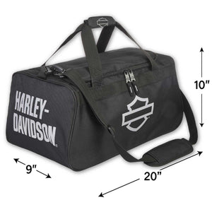 Harley-Davidson Outline Bar & Shield Logo Zipper Rugged Graphic Duffel Bag, Black 90410-OUTLINE