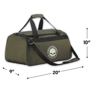 Harley-Davidson Willie G Skull Graphic Rugged Duffel Bag, Grape Leaf Green 90410