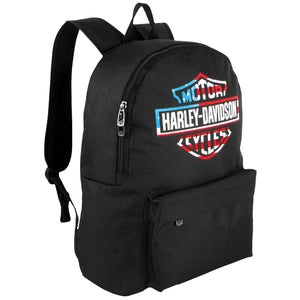 black backpack leather patches harley Harley-Davidson Bar & Shield Legend Rugged Polyester and multiple exterior zips keep essentials organized Harley-Davidson Women's Bar & Shield