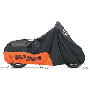 Harley-Davidson Indoor Motorcycle Microfiber Cover, Fits on a Variety of Models, Black/Orange 93100018
