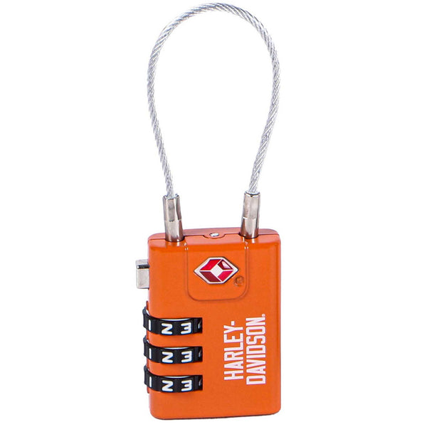 Harley-Davidson TS-Approved Combination Luggage Lock, Rugged Zinc Alloy, Orange 935-99-00ORG