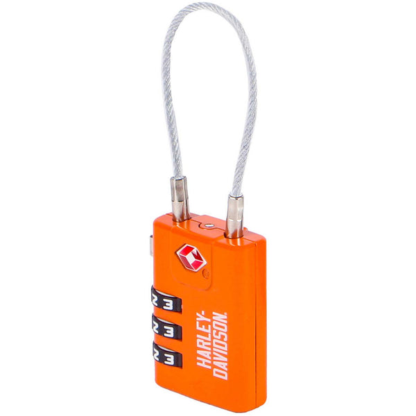 Harley-Davidson TS-Approved Combination Luggage Lock, Rugged Zinc Alloy, Orange 935-99-00ORG