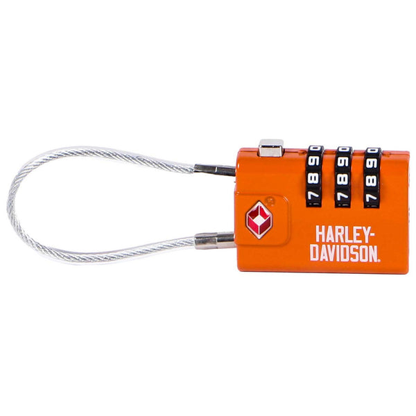 Harley-Davidson TS-Approved Combination Luggage Lock, Rugged Zinc Alloy, Orange 935-99-00ORG
