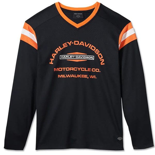 Harley-Davidson Men's Play On Mesh Long Sleeve Jersey, Black/Orange 96018-25VM