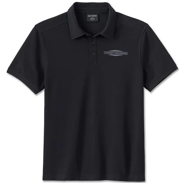 Harley-Davidson Men's Stacked Bar & Shield Short Sleeve Polo, Black 96023-25VM