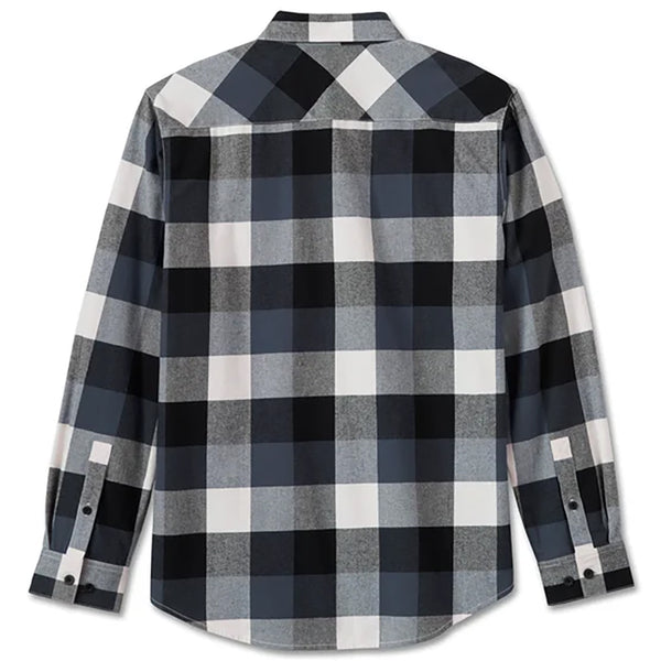 Harley-Davidson Men's Essence Button-Up Long Sleeve Flannel Shirt, Black/White Plaid 96031-25VM