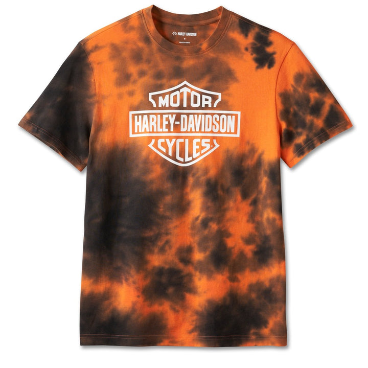 Harley-Davidson Men's Bar & Shield Logo Tie Dye Tee, Harley Orange/Black 96045-24VM