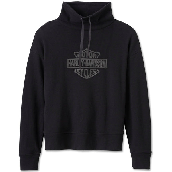 Harley-Davidson Women's Bar & Shield Logo Funnel Neck Long Sleeve Pullover, Black 96059-25VW