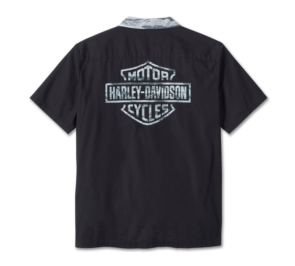 Harley-Davidson Men's Bar & Shield W/Chest Pocket Mechanic Shirt, Black 96070-24VM
