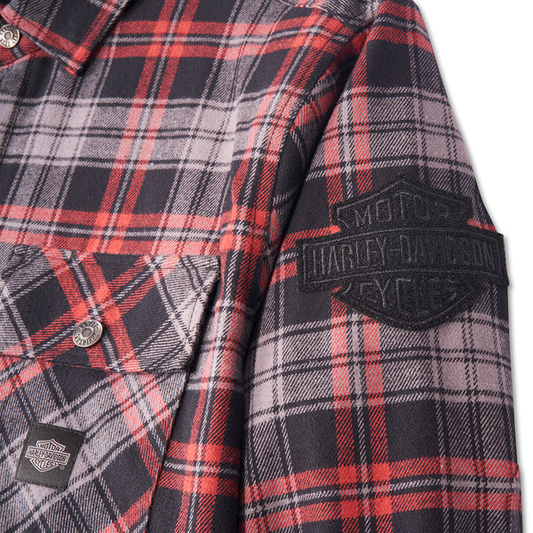 Harley-Davidson Men's Nomad Long Sleeve Plaid Shirt, Russet Brown/ Black 96080-24VM