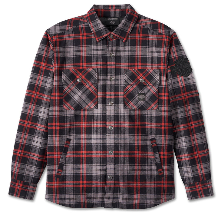 Harley-Davidson Men's Nomad Long Sleeve Plaid Shirt, Russet Brown/ Black 96080-24VM
