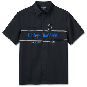 Harley-Davidson Men's #1 Racing Logo Short Sleeve Button-Up Shirt, Black 96087-24VM