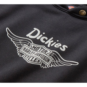 Dickies x Harley-Davidson Unisex Winged Horseshoe Oversized Long Sleeve Pullover Hoodie, Black 96090-26VX