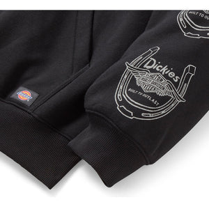 Dickies x Harley-Davidson Unisex Winged Horseshoe Oversized Long Sleeve Pullover Hoodie, Black 96090-26VX