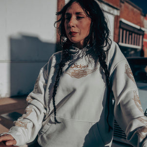 Dickies x Harley-Davidson Winged Horseshoe Oversized Long Sleeve Hoodie, Off White 96091-26VX