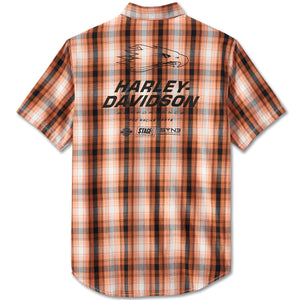 Harley-Davidson Men's Screamin Eagle Orange Plaid Short Sleeve Shirt 96092-24VM