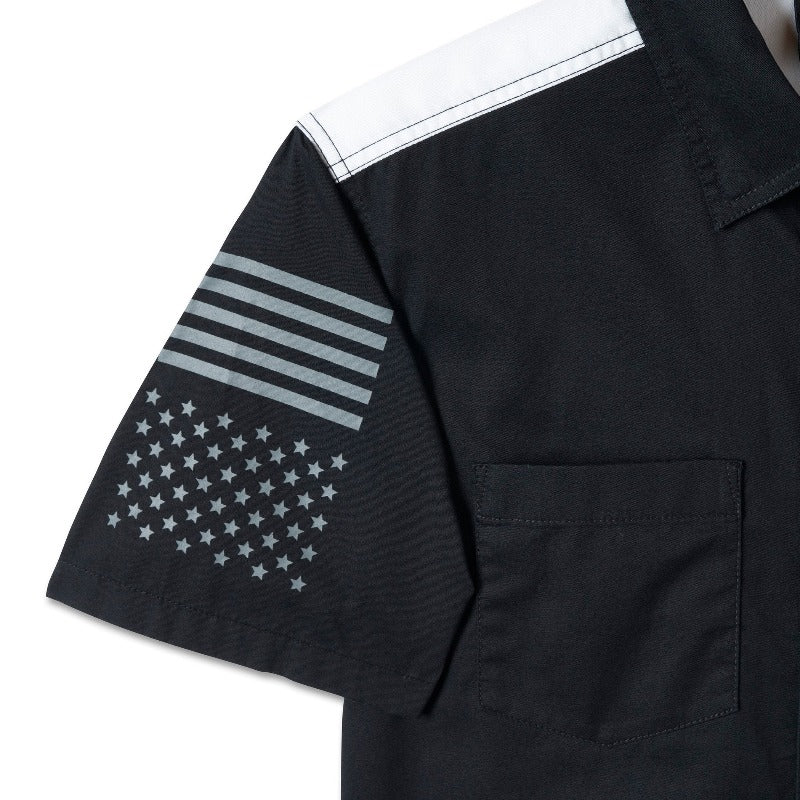 Harley-Davidson Men's Wounded Warrior Project Button-Up Short Sleeve Shirt, Black/White 96096-24VM